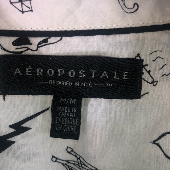 Aeropostale Mens ButtonDown Shirt Doodles All Over - Picture 5 of 6